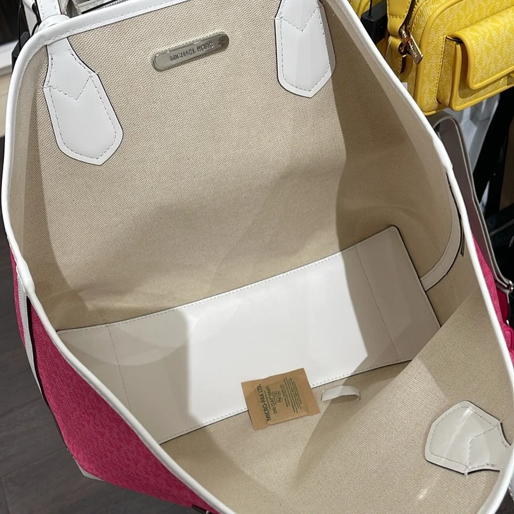 Michael Kors Eva Large Signature Logo Stripe Shoulder Tote Bag Dragonfruit 
NWT - Picture 9 of 16